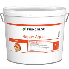 Антисептирующий водоразбавляемый лак Finncolor Rapan aqua для стен и потолков матовый 9 л