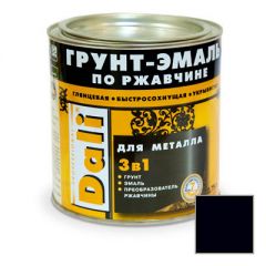 Грунт-эмаль Dali по ржавчине 3 в 1 для металла RAL 9005 Черный 0,75 л