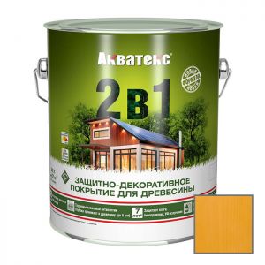 Защитно-декоративное покрытие Акватекс для древесины 2 в 1 калужница 2,7 л