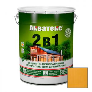 Защитно-декоративное покрытие Акватекс для древесины 2 в 1 Калужница 20 л