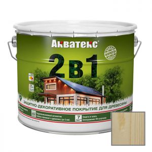 Защитно-декоративное покрытие Акватекс для древесины 2 в 1 прозрачный 9 л